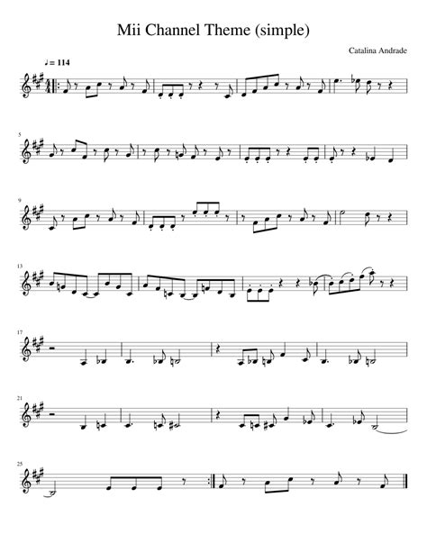 mii channel theme song sheet music